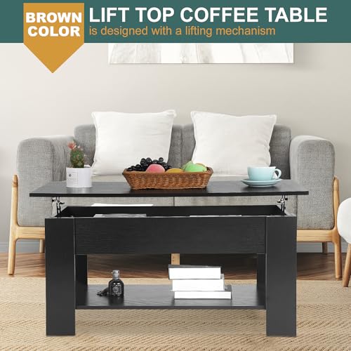 PayLessHere Coffee Table Lift Top Coffee Tables with Hidden Compartment and Storage Shelf Wooden Lift Tabletop Dining Tabl...