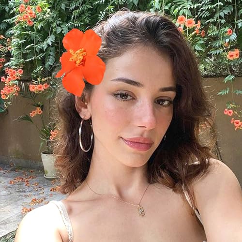 VOBOBE 5pcs Hawaiian Flower Hair Clips for Women, Plumeria Hibiscus Rose 3.5 Inch Artificial Floral Girls Clips Hair Acces...