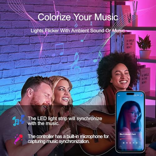 HBOWMDJIA Led Lights for Bedroom 200 FT (2 Rolls 100 FT), with Remote and Application Control RGB Color Changing LED Strip...