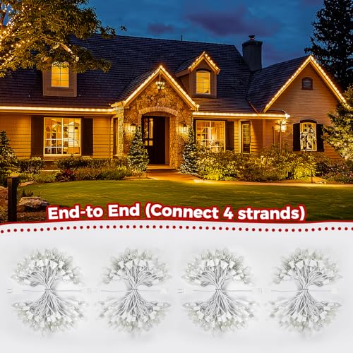 Brightown 25 Feet C9 Bulb String Lights Outdoor White Christmas Lights for Outdoor Patio Room Christmas Party Backyard Dec...