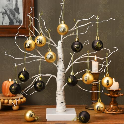 Bememo 24 Pcs Ramadan Ornaments for Tree Eid Al Adha Decoration 1.57 Inches Plastic Ramadan Hanging Ornaments Islamic Moon...