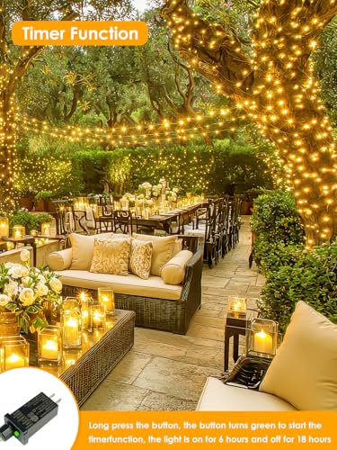 66Ft 200 LED Fairy Lights Plug in, Waterproof String Lights Outdoor & Indoor 8 Modes Christmas Light Bedroom Decor, Timer ...
