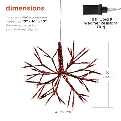 Alpine Corporation 16" Tall Holiday 3D Snowflake Hanging Ornament with 96 LED Lights, with Twinkling Effect, Festive Indoo...