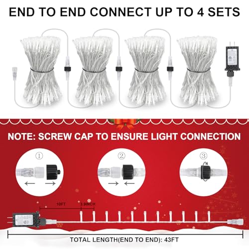 33FT 100LED Christmas Lights Plug in,Outdoor Indoor Connectable Fairy Lights with Timer and 8 Modes,Christmas Tree Lights ...