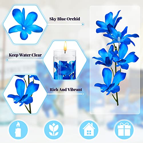 Hanaive 42 Pcs Blue Orchids Artificial Flower Vase Fillers for Floating Candles Wedding Table Centerpiece Blue Orchid and ...