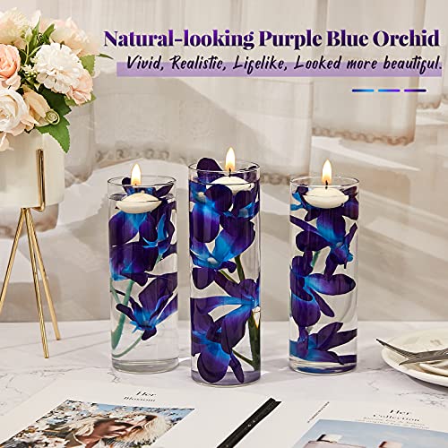 Canlierr 32 Pieces Blue Purple Faux Flowers Blue Orchid Flower Vase Fillers Faux Purple Orchid Wedding Table Centerpieces ...