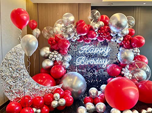 FOTIOMRG 110pcs Red Balloon Garland Arch Kit, 18 12 10 5 inch Red Latex Balloons Different Sizes Pack for Birthday Graduat...