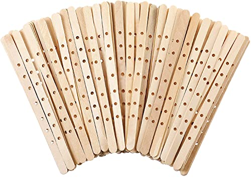 100pcs Wooden Candle Wick Holders - 3 Wick Candle Holders, Candle Making Wick Centering Tool with 7 Holes