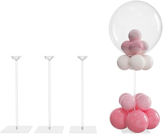 YALLOVE Clear Acrylic Tabletop Balloon Stand Kit, 15.75 Inch 4 pack Balloon Stick Holder with Base for Table Top Centerpie...