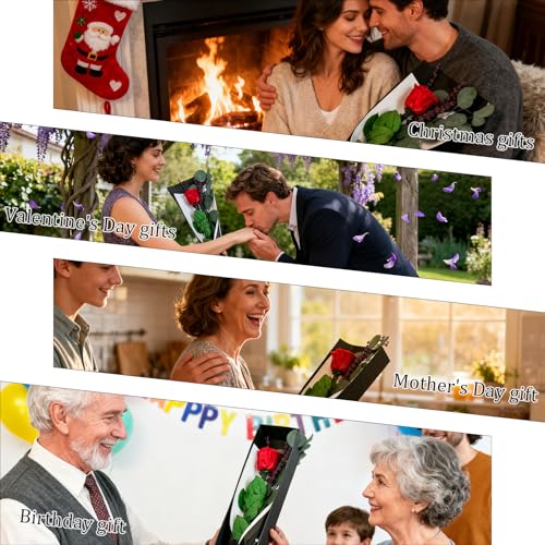 Fortunate Flowers for Delivery Prime, Preserved Forever Roses Birthday Flower for Women Her Wife Mom Grandma Friends, Long...