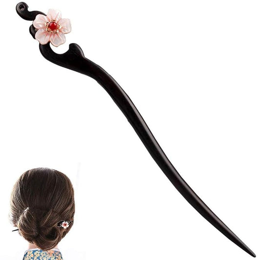 Women Girl's Hair Stick Wooden Handmade Hair Accessories,Chinese Retro Hairpins Flower Decor Model B