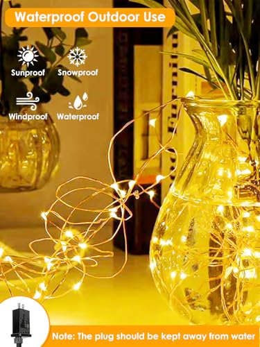 66Ft 200 LED Fairy Lights Plug in, Waterproof String Lights Outdoor & Indoor 8 Modes Christmas Light Bedroom Decor, Timer ...