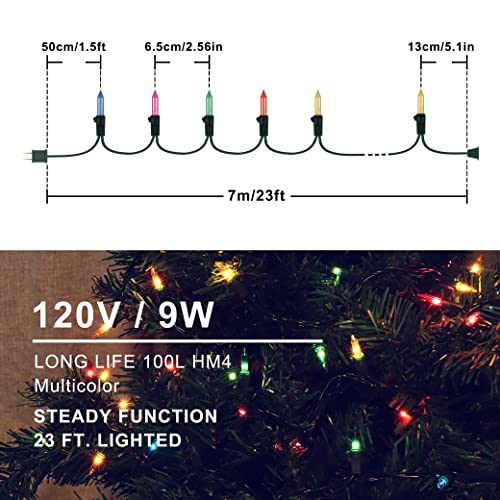 Hopolon Mini Christmas Lights, 2 Pack 23ft 100L String Lights, 120V Plug in Extendable Xmas Tree Lights for Christmas, Pat...