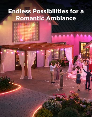 Govee Smart Outdoor String Lights 2, 144ft Outdoor Lights with Dimmable Warm White LED Bulbs, 47 Scene Modes for Patio, Ba...
