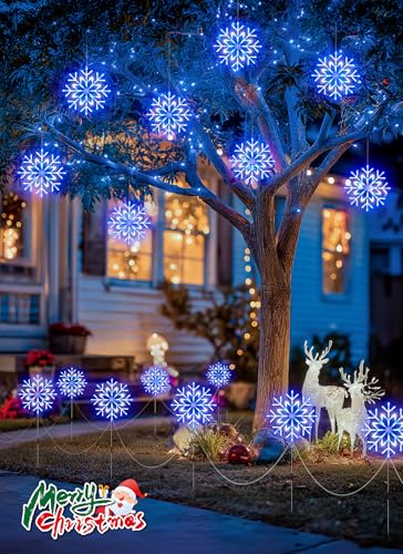 Brightown Large Snowflake Pathway Lights,10-Pack 34" Outdoor Snowflake Christmas Lights Decor for Yard, 8 Modes Sidewalk M...