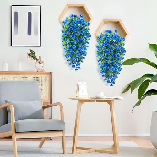 ICX 4PCS Artificial Hanging Flowers for Outdoors,Silk Morning Glory UV Resistant Fake Hanging Flowers,Artificial Flowers f...