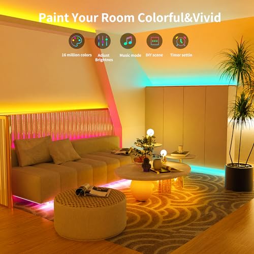 Ledagic Led Lights for Bedroom 100ft (1 Rolls of 100ft) Music Sync Color Changing Led Strip Lights with 60 Key Remote and ...