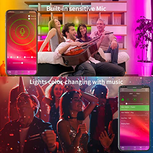 KSIPZE 100ft Led Strip Lights RGB Music Sync Color Changing Led Lights with Smart App Control Remote Led Lights for Bedroo...