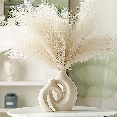 Lvases Snuggle Hollow Ceramic Vase Set of 2, Nordic Modern Boho ins Style Decorative Ceramic Aesthetic Flower Vase for Hom...