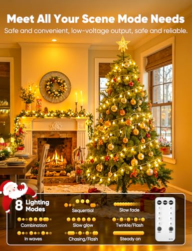 Minetom Globe String Lights, 33 Feet 100 Led Fairy Lights Plug in, 8 Modes with Remote Mini Globe Lights for Indoor Outdoo...