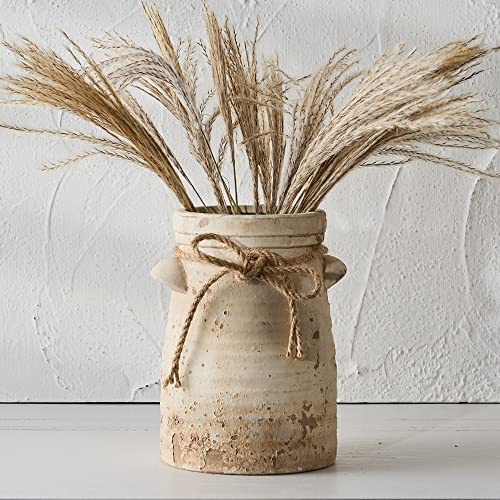 SIDUCAL Ceramic Decorative Flower Vase, 8 Inch Rustic Distressed Pottery Decorative Flower Vase for Home Decor, Ideal Shel...