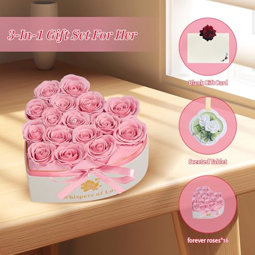 Cooeach Luxury Preserved Roses – Forever Real Roses Flowers for Delivery in a White Box, Preserved Flowers Birthday Gifts ...