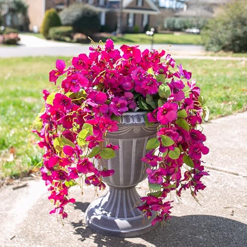 Fake Hibiscus Artificial Hanging Flowers Plants for Outdoors Spring Decoration, 2pcs Silk Hibiscus Vines Realistic UV Resi...