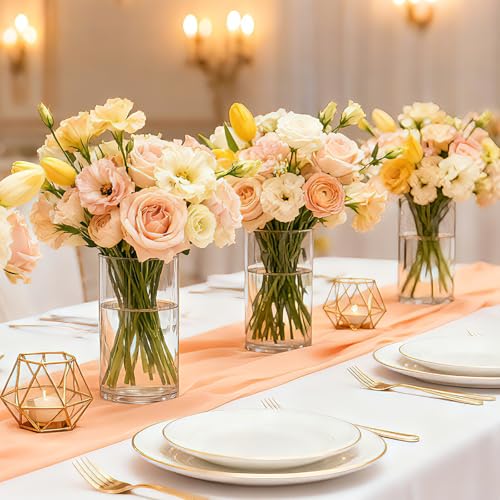 Clear Glass Cylinder Vases for Centerpieces,12pcs 6 inch Glass Candle Cylinders Bulk,Thick Bud Flower Vase & Floating Cand...