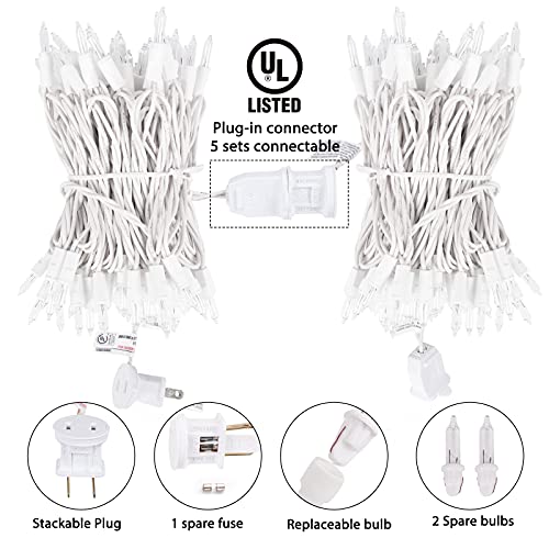 Brightown 50 Count Warm White Christmas Lights, Clear Mini Incandescent Lights on White Wire, Christmas Tree String Lights...
