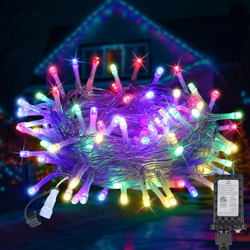 33FT 100LED Christmas Lights Plug in,Outdoor Indoor Connectable Fairy Lights with Timer and 8 Modes,Christmas Tree Lights ...