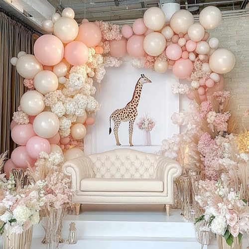 RUBFAC White Sand Balloons Different Sizes 105pcs 5/10/12/18 Inch Sand White Cream Beige Balloon Garland Arch Kit for Wedd...