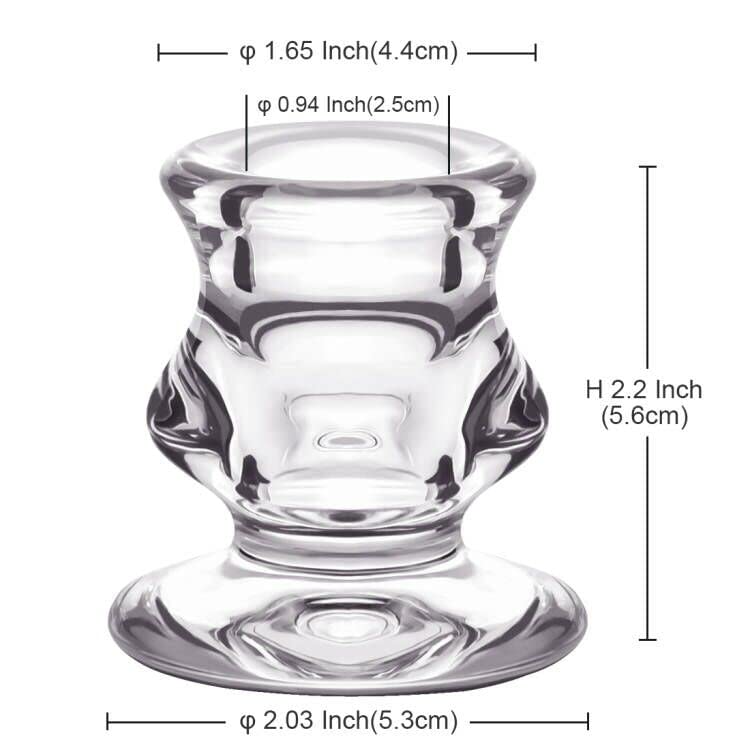 Clear Glass Candlestick Holders, Set of 2 Taper Candle Holders for Wedding, Decoration and Dinning