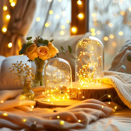 Minetom Fairy Lights Plug in, 33Ft 100 LEDs Waterproof Silver Wire Firefly Lights, Adaptor Included, Starry String Lights ...