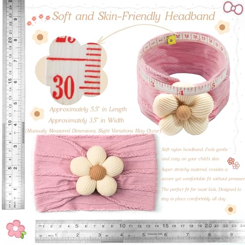 CÉLLOT 5 Pcs Baby Flower Headbands Baby Girls Nylon Headbands Soft Hairbands Hair Accessories for Newborn Infant Toddler Kids
