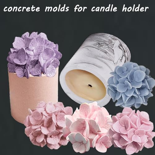 Hydrangea Carnation Flower Candle Soap Silicone Mold,Candle Jar Molds Silicone Cement with Lid,Concrete Vessels Moulds for...