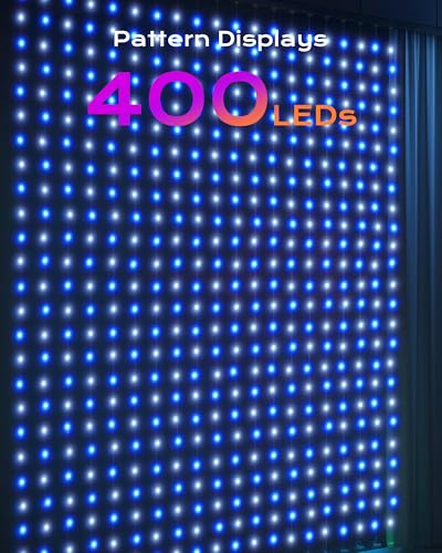 Brightown 400 RGBIC LED Smart Curtain Fairy Lights, 6.6x6.6ft Dynamic Color Changing Christmas String Lights with Remote, ...