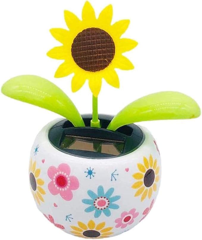 WNHNO Solar-Powered Dancing Sunflower Decor - Swaying Motion Garden and Car Accessories with Vibrant Planter, Durable Desi...