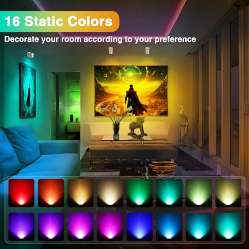 URTOM 6W RGBW Uplighting Indoor Color Changing Up Lights Indoor with Remote Dimmable LED Spot Lights for Home Aluminum Acc...