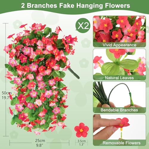 ZFProcess 2 Pack Artificial Hanging Flowers, Fake Flowers Hanging Plant Violet Flower, Artificial Faux Silk Spring Flower ...