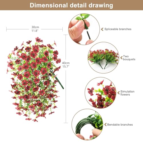 ZFProcess Artificial Hanging Flowers for Outdoors Spring Decoration, 2PCS Silk Fake Daisy Realistic Outdoor Flowers UV Res...