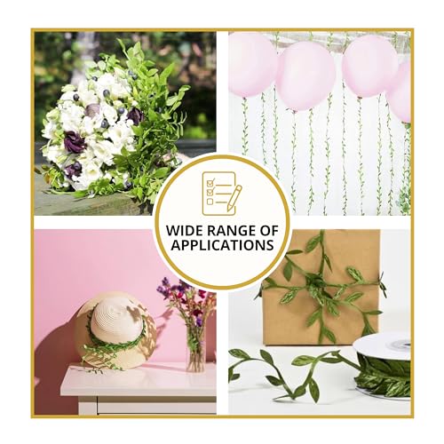 Leaf Ribbon 20 Yard Fabric Ribbons Roll Green Leaf Tape 1" Width Artificial Olive Trim Tape for Gift Wrapping Craft DIY