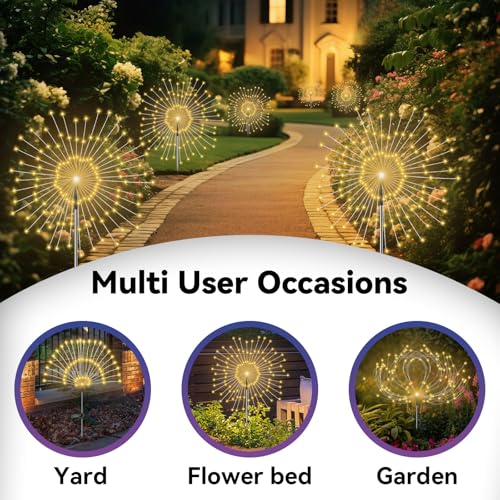 Garden Outdoor Lights, 2 Pack 120 LED Solar Garden Lights Fairy Lights Outdoor Waterproof Decorative Solar Firework Lights...
