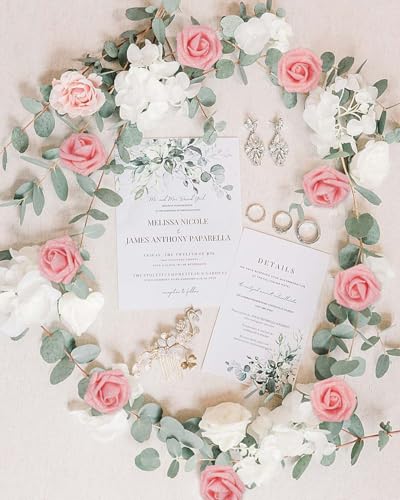 ICBOX Glitter Roses Artificial Flowers 30 PCS Foam Roses 2.17 in Foam Flowers Glitter Flowers with Stem Fake Flowers for D...