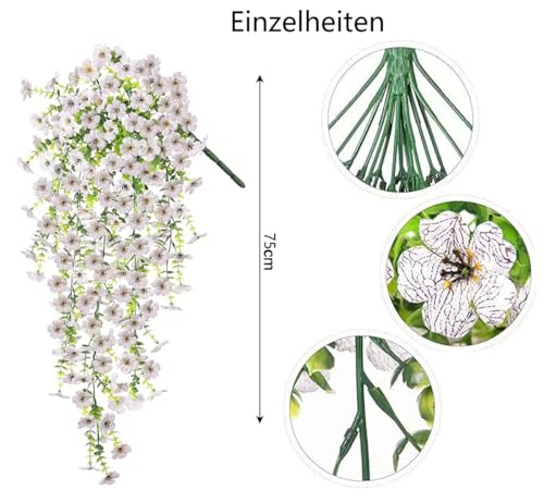 Dakuailo Artificial Hanging Flowers, 4 Pack UV Resistant Silk Flowers for Outdoor Decoration, Faux Plants for Porch, Pati...