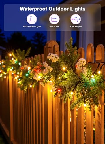 Minetom 82ft 250LED Color Changing Christmas Halloween Tree Lights, LED RGB String Twinkle Lights, 16 Milion Adjustable Co...