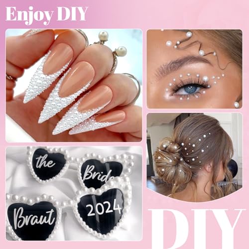 16500Pcs Flatback Pearls for Crafting (White), Assorted Size 2/3/4/5/6/8/10mm Half Pearl with 3Pcs 10ml B7000 Jewelry Glu...