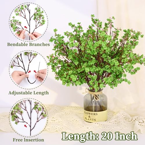 Yastouay 5 Pcs Silk Green Fake Flowers Babys Breath Flowers Artificial Bulk, Spring Fowers Artificial for Decoration for D...