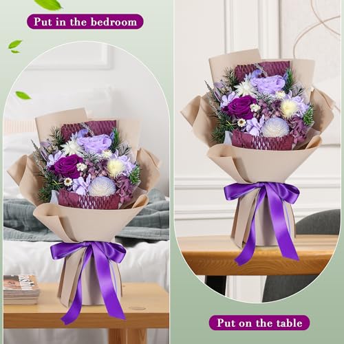 Loveliome Preserved Flowers Bouquet Natural Long Lasting Real Flowers, Forever Love Eternal Rose Flower Decorative, Annive...