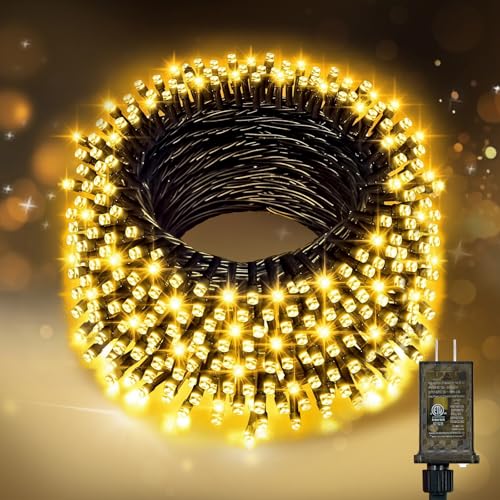 Nisocy 33FT LED String Lights Outdoor Waterproof – Warm White Fairy Lights with Plug, Connectable Christmas Tree Lights fo...