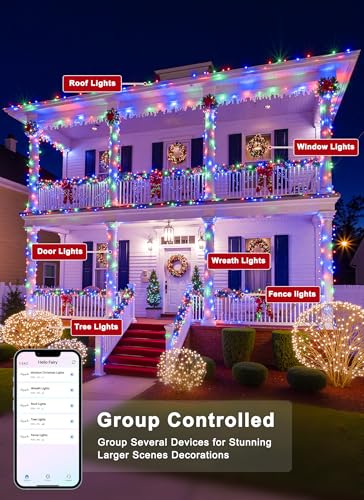 Minetom 82ft 250LED Color Changing Christmas Halloween Tree Lights, LED RGB String Twinkle Lights, 16 Milion Adjustable Co...